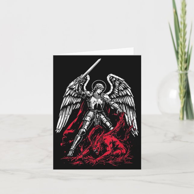 Carte St Michael The Archangel Defeats Satan Catholic  (Devant)