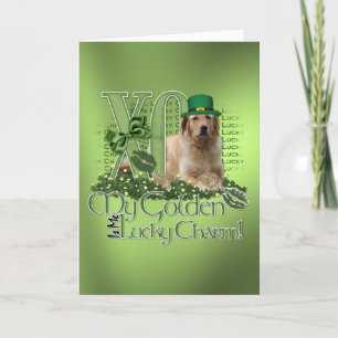 Carte St patrick - je charme chanceux - golden retriever
