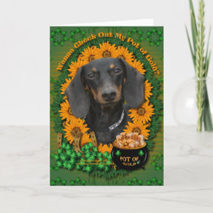 Carte st patrick - Pot d'or - Dachshund - Winston