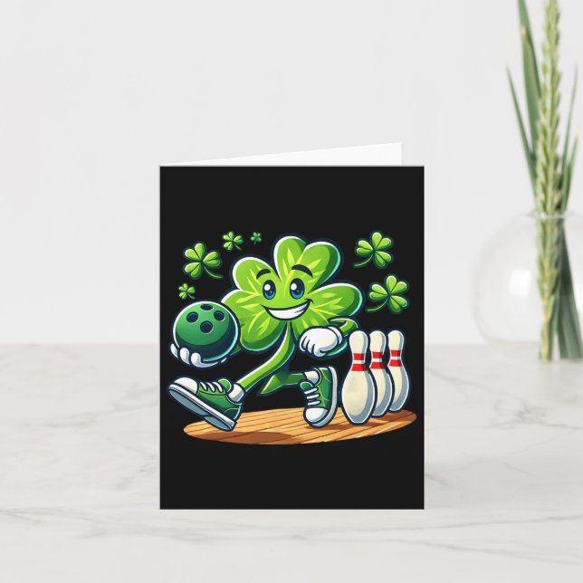Carte St Patrick's Day Bowling Boys Girls Cute Shamrock (Devant)