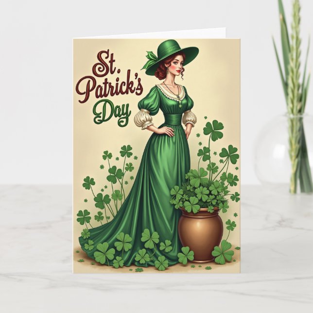 Carte St Patricks Day Emerald Gown Card (Devant)
