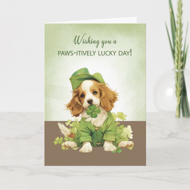 Carte St. Patricks Day mignon Chien Chien Chien Chien Ch (Devant)