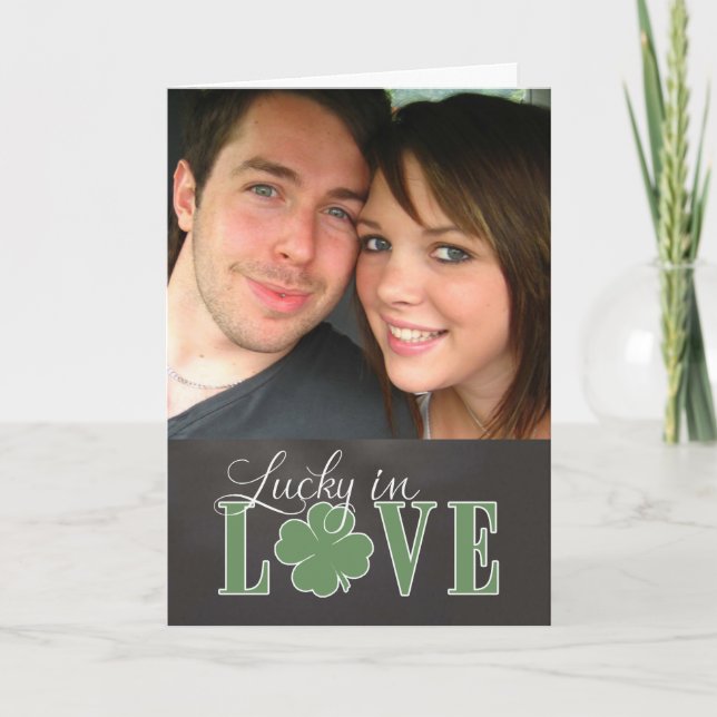 Carte St. Pat's Chalkboard - Lucky in Love photo personn (Devant)