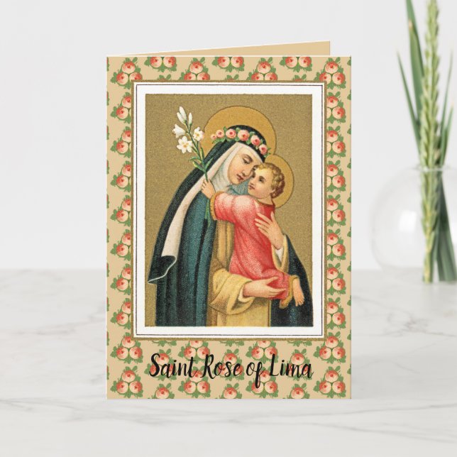 Carte St Rose & le Christ Child (M 023) Salutation blanc (Devant)