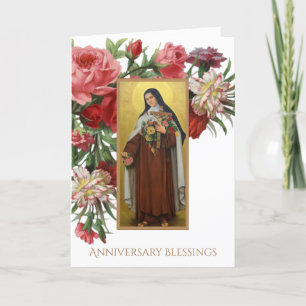 Carte St Therese le petit anniversaire de fleur
