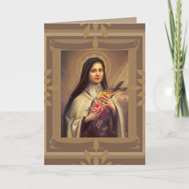Carte St. Therese Petite Fleur avec roses roses roses ro (Devant)