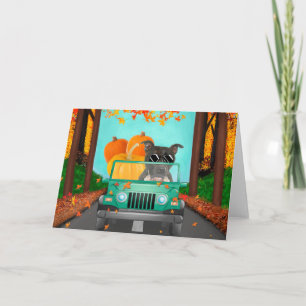 Carte Staffordshire Bull Terrier Citrouille d'automne
