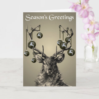 Carte Stag, Antlers, Rennes, Baubles, Noël gothique