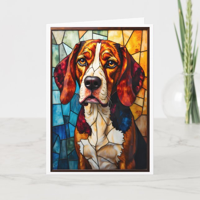 Carte Stained Glass Style Beagle Hound Dog  (Devant)