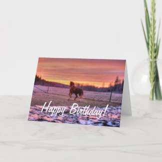 Carte Stallion à la maison au coucher du soleil sur le R
