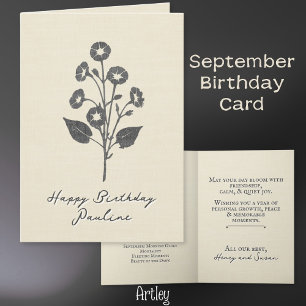 Carte Stamped Morning Gloire Septembre Fleur lin de nais
