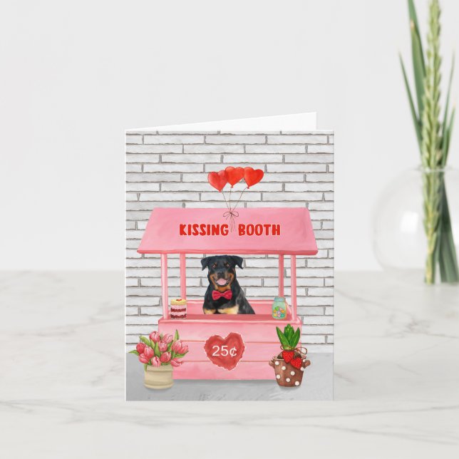 Carte Stand de baisers de chien Rottweiler pour la Saint (Devant)