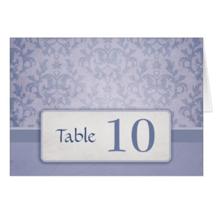 Carte stand numéro de table Blue mariage damassé