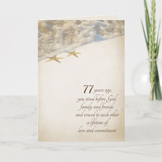 Carte Starfish On Beach pour 77e anniversaire (Devant)