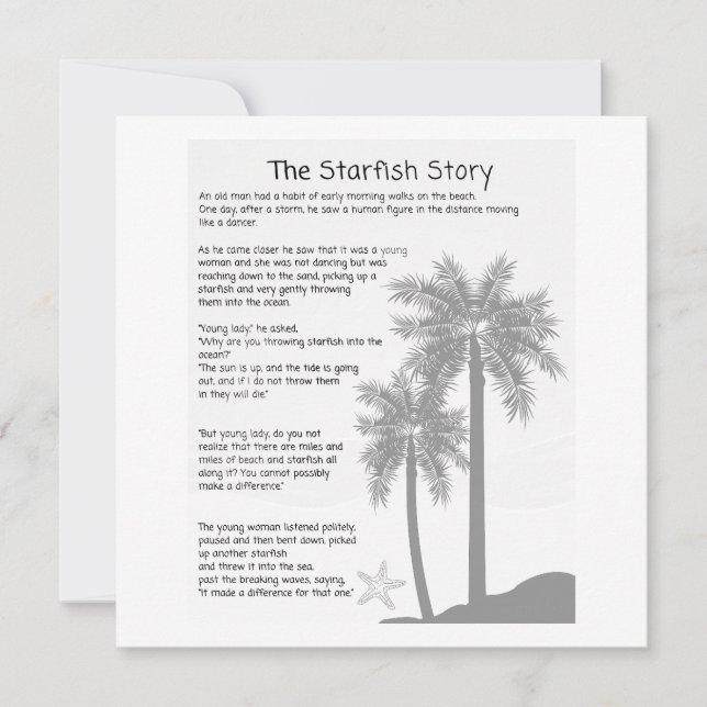 Carte Starfish Story, Starfish Throver, Starfish Poem (Devant)