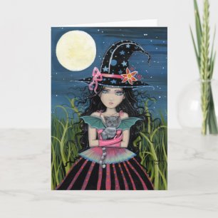 Carte Starry Eyed Witch and Cat Card
