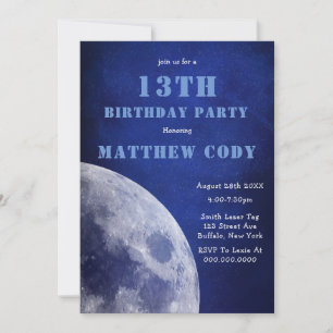 Carte Starry Galaxy Moon 13e anniversaire fête