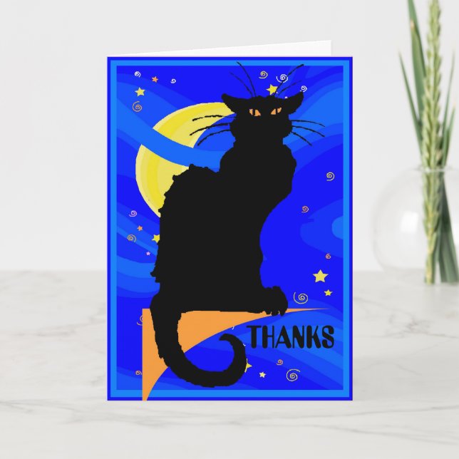 Carte Starry Night Black Cat MERCI (Devant)