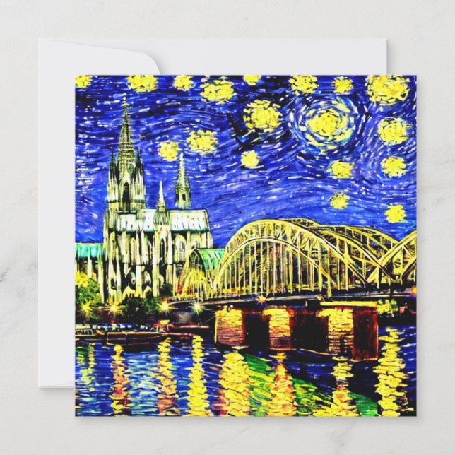 Carte Starry Night Cologne Allemagne Cathédrale (Devant)