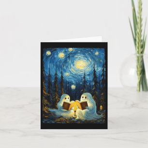 Carte Starry Night Ghost Book Lecture Camping Halloween
