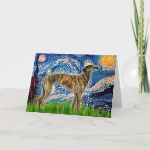 Carte Starry night with a Brindle Greyhound