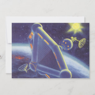 Carte Station spatiale orbitante de science-fiction vint