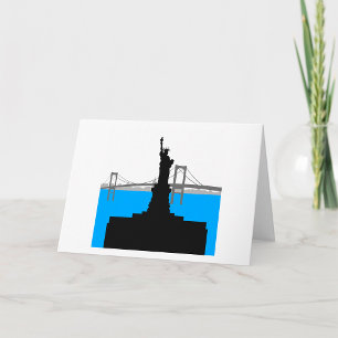 Carte Statue de la Liberté Silhouette New York Skyline