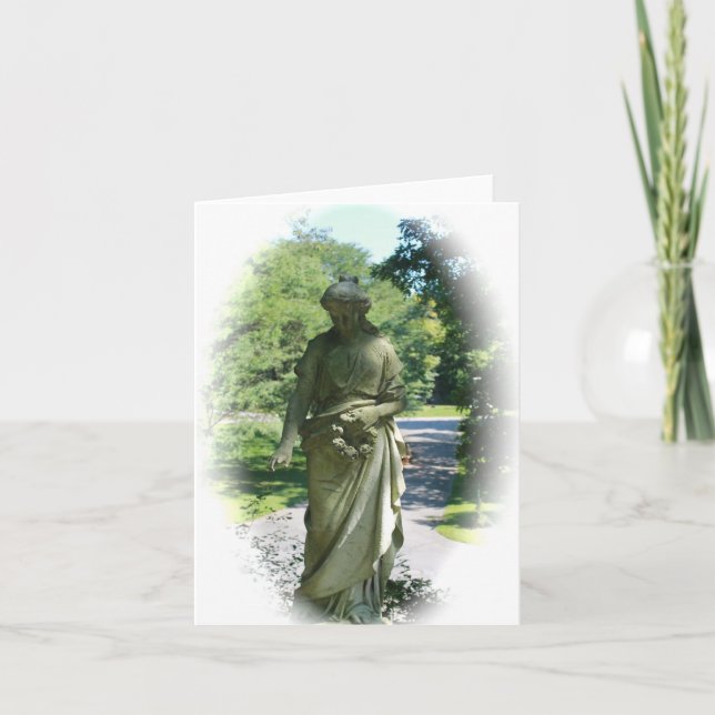 Carte Statue de l'ange victorien noir et blanc (Devant)