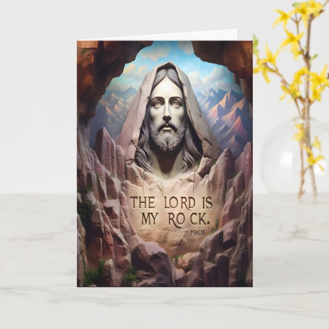 Carte Statue Divine : Le Seigneur Est Mon Rocher (Fleur jaune)