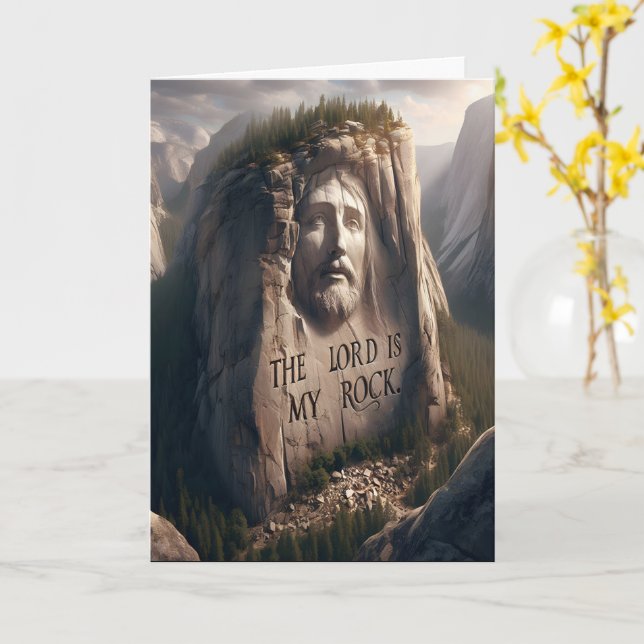 Carte Statue Divine : Le Seigneur Est Mon Rocher (Fleur jaune)