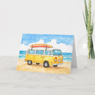 Carte Stay Salty Surfer Van Beach Greeting Card