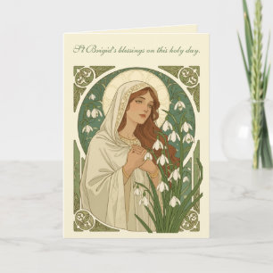 Carte Ste Brigid Art nouveau halo et perce-neige