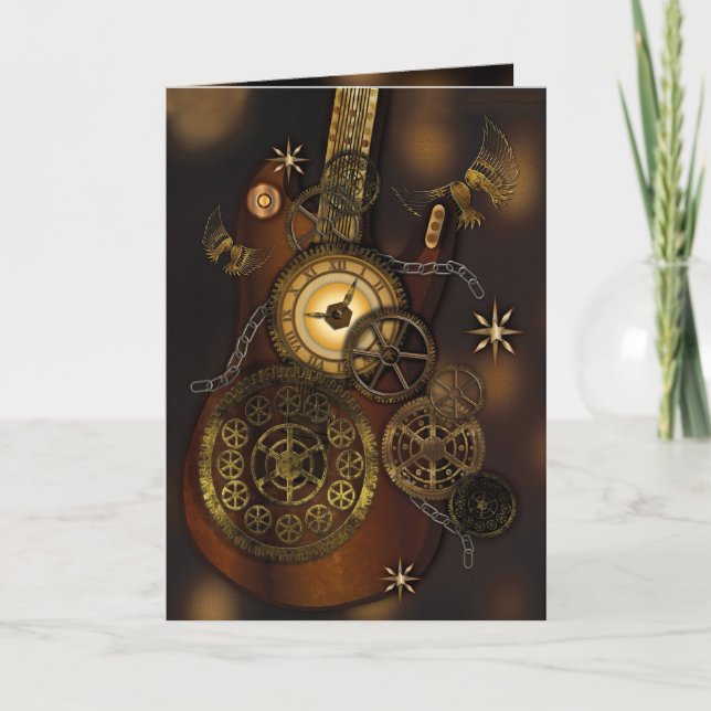 Carte Steampunk Anniversaire Partenaire Metal Gears Guit (Devant)