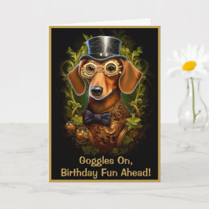 Carte Steampunk Anniversaire Saucisse Chien Personnalisé