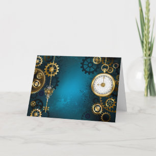 Carte Steampunk Arrière - plan turquoise avec Gears