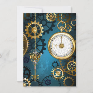 Carte Steampunk Arrière - plan turquoise avec Gears
