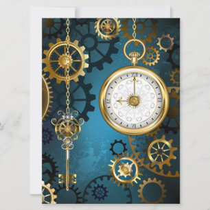 Carte Steampunk Arrière - plan turquoise avec Gears