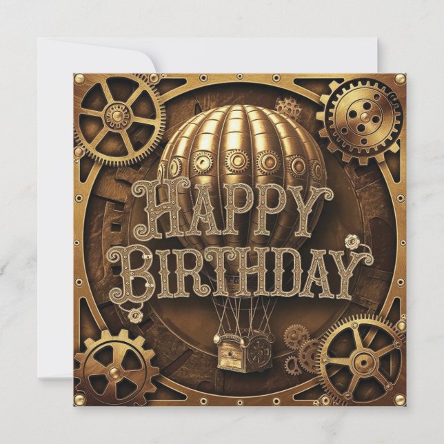 Carte Steampunk Aventure Design d'anniversaire (Devant)