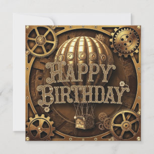 Carte Steampunk Aventure Design d'anniversaire