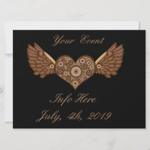 Carte Steampunk Coeur ailé avec engrenages Thunder_Cove