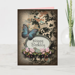 Carte steampunk Ephemera floral Butterfly victorian