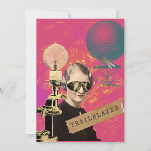 Carte Steampunk Femme Trailblazer Pop Art Flat Card
