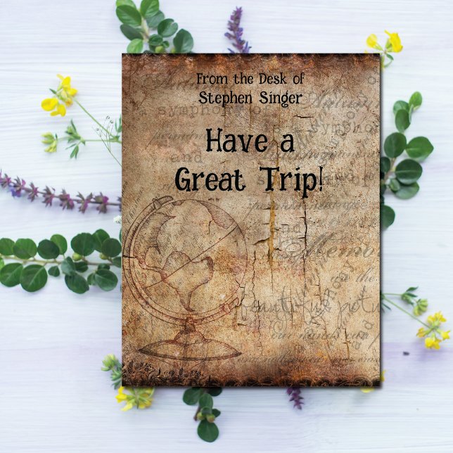 Carte Steampunk Globe Travel Journal Papier (A quick note to someone you love before they travel.)