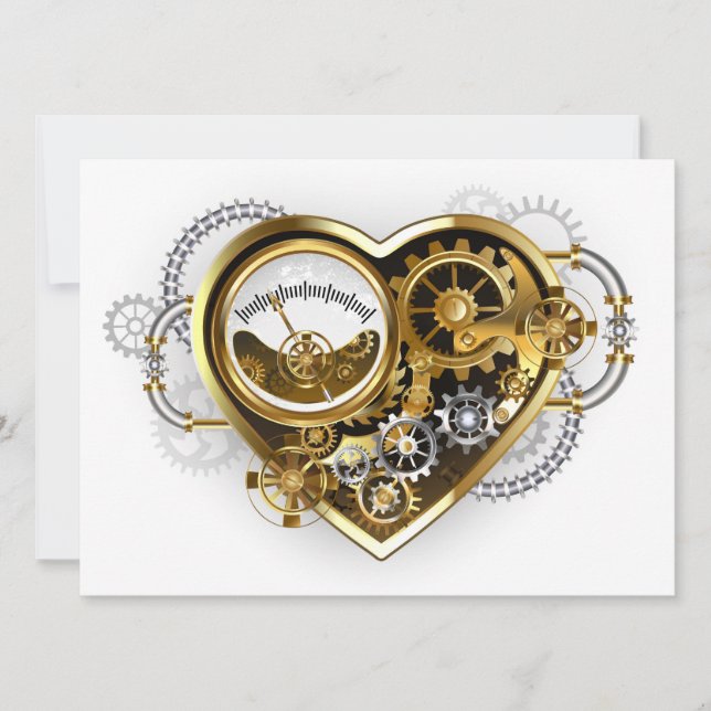 Carte Steampunk Heart with a Manometer (Devant)