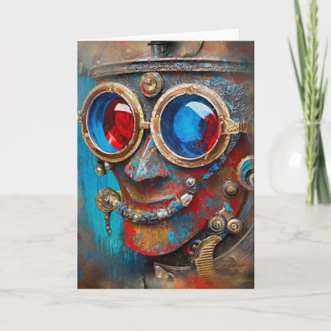 Carte Steampunk Le Portrait Homme Tin avec Citation (Devant)