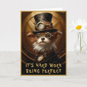 Carte Steampunk Yorkie Chien Personnalisé Nom Salutation