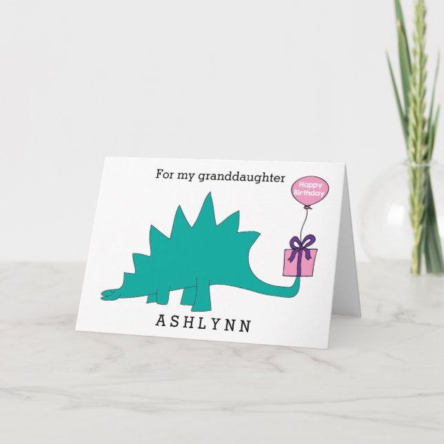 Carte Stegosaurus Dinosaur Anniversaire Petite-fille (Devant)
