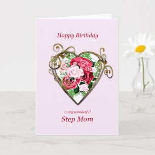 Carte Step Maman Anniversaire Antique Roses peints