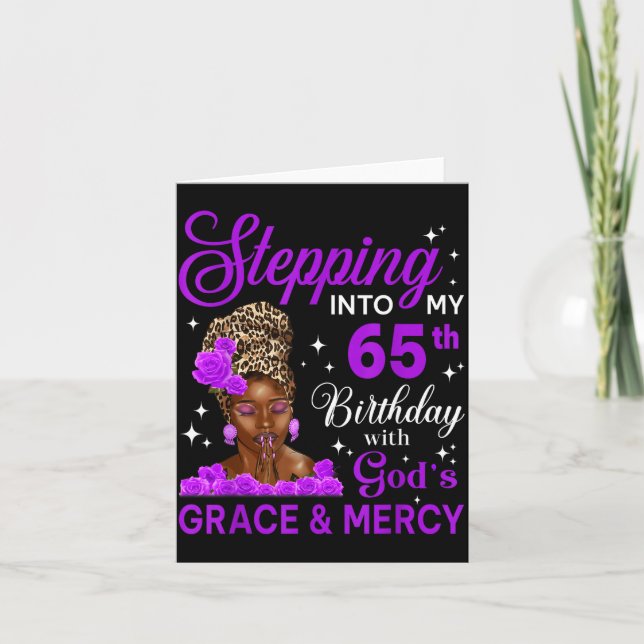 Carte Stepng Into My 65th Birthday Headwrap Black Woman  (Devant)