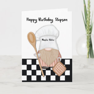 Carte Stepson Anniversaire Whimsical Gnome Baker Baking